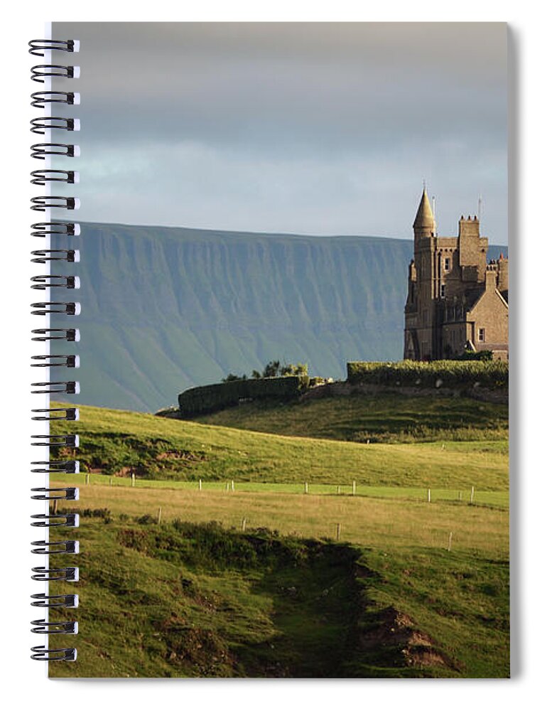 Classiebawn Castle Spiral Notebook featuring the photograph Classiebawn Castle Backed by Benbulben County Sligo Ireland by Shawn O'Brien