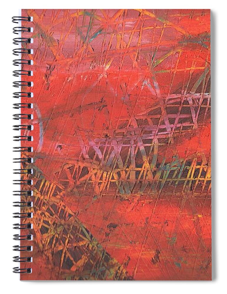 Red Spiral Notebook featuring the painting Clawing through the Process by Esoteric Gardens KN