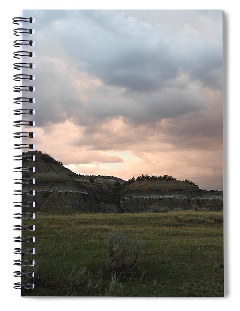 Clouds Spiral Notebook featuring the photograph Clay Buttes and Stormy Skies by Amanda R Wright