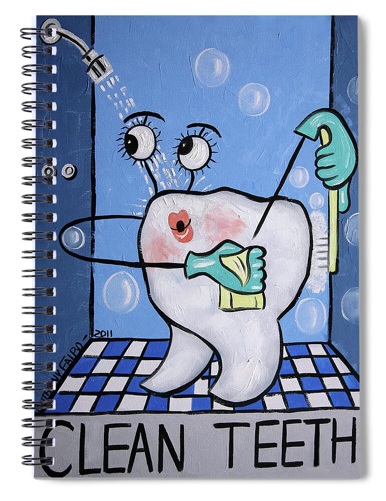 Dental Art Spiral Notebook featuring the painting Clean Teeth by Anthony Falbo