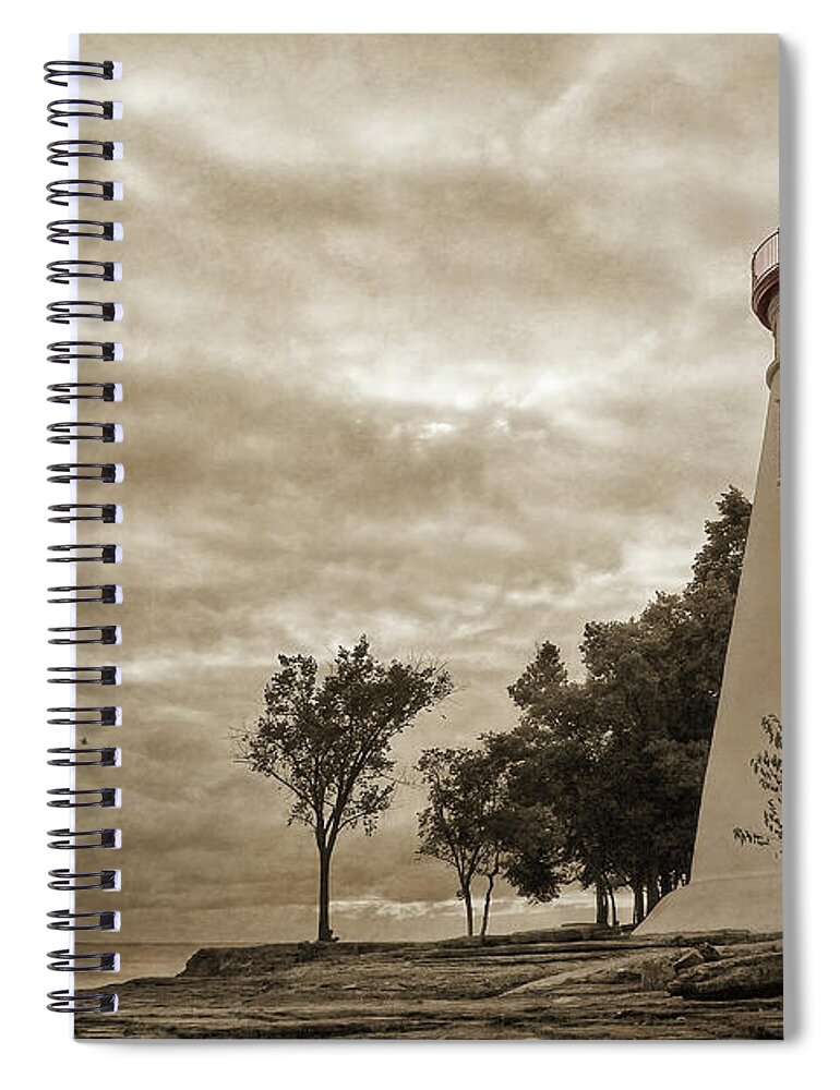 Marblehead Lighthouse Spiral Notebook featuring the photograph Clearing Storm by Dale Kincaid