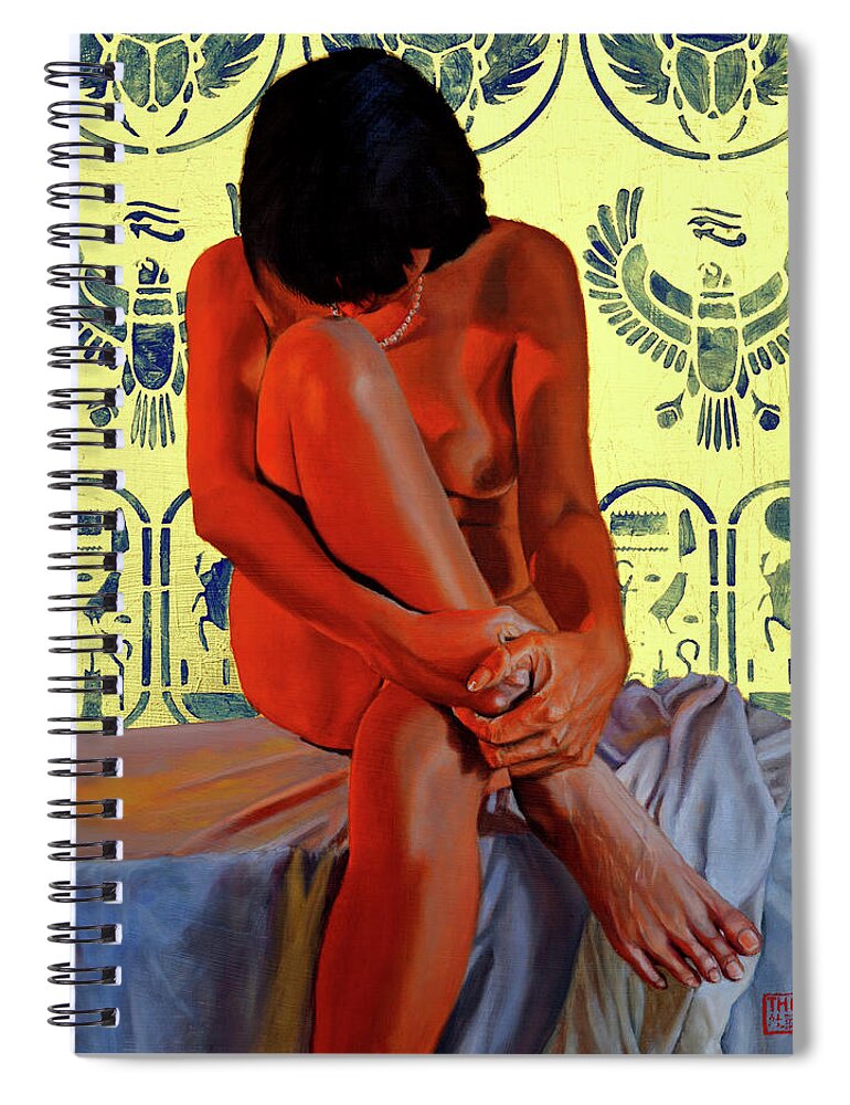 Egyptian Spiral Notebook featuring the painting Cleopatra by Thu Nguyen