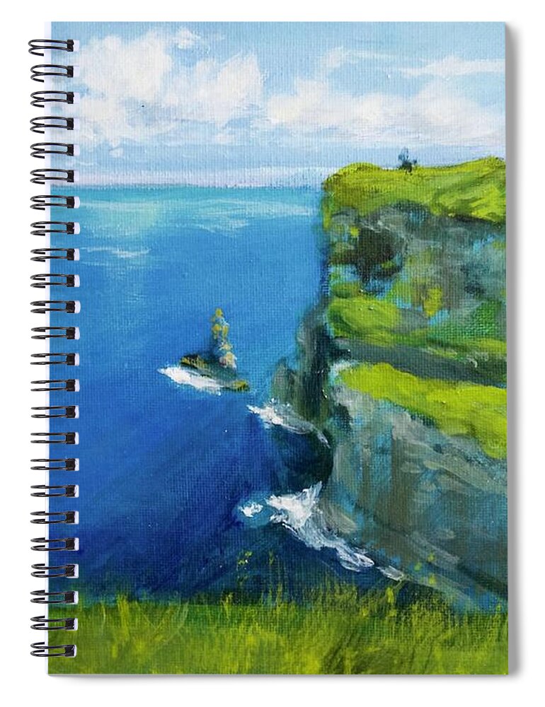 Ireland Spiral Notebook featuring the painting Cliffs of Moher by Walt Maes
