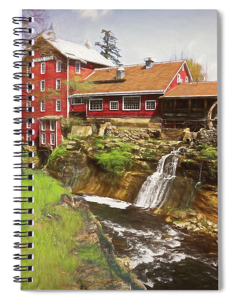 Clifton Mill Vintage Retro Spiral Notebook featuring the mixed media Clifton Mill Vintage Retro by Dan Sproul