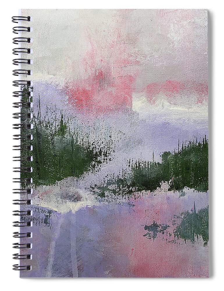 Climate Change Spiral Notebook featuring the painting CLIMATE CHANGE II Abstract in Red Pink Purple Green by Lynnie Lang