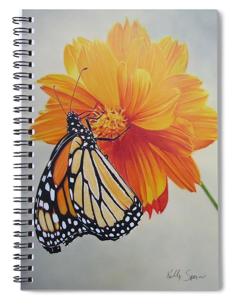 Monarch Spiral Notebook featuring the drawing Climb Every Flower by Kelly Speros