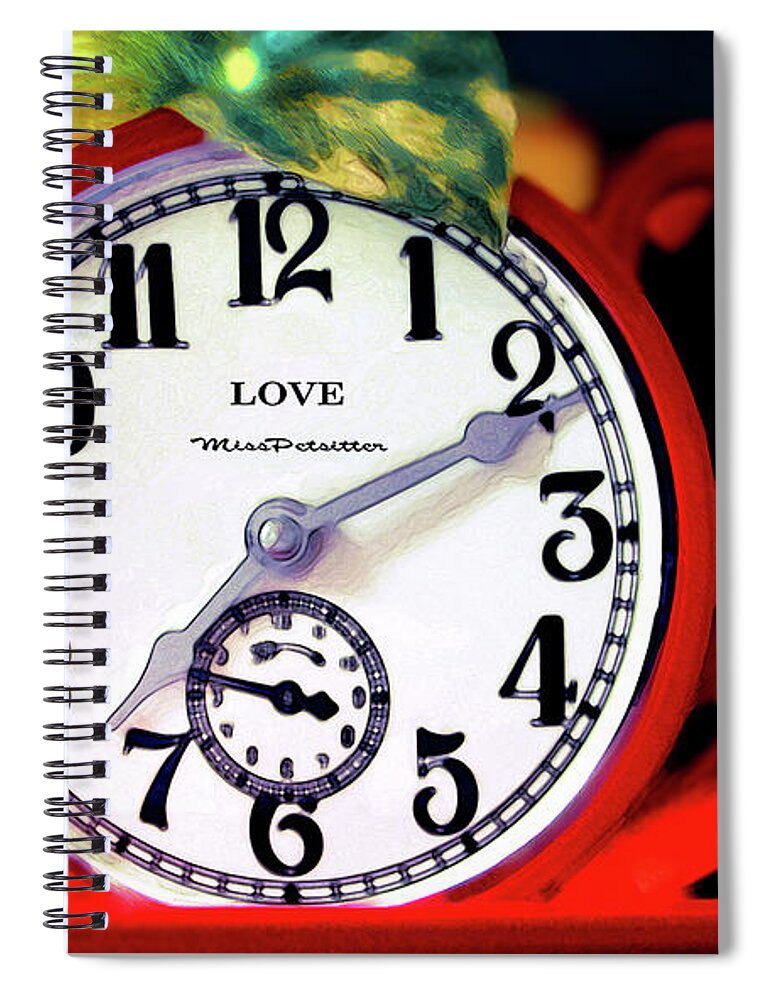 Art Spiral Notebook featuring the digital art Clock in the Garden Painting by Miss Pet Sitter