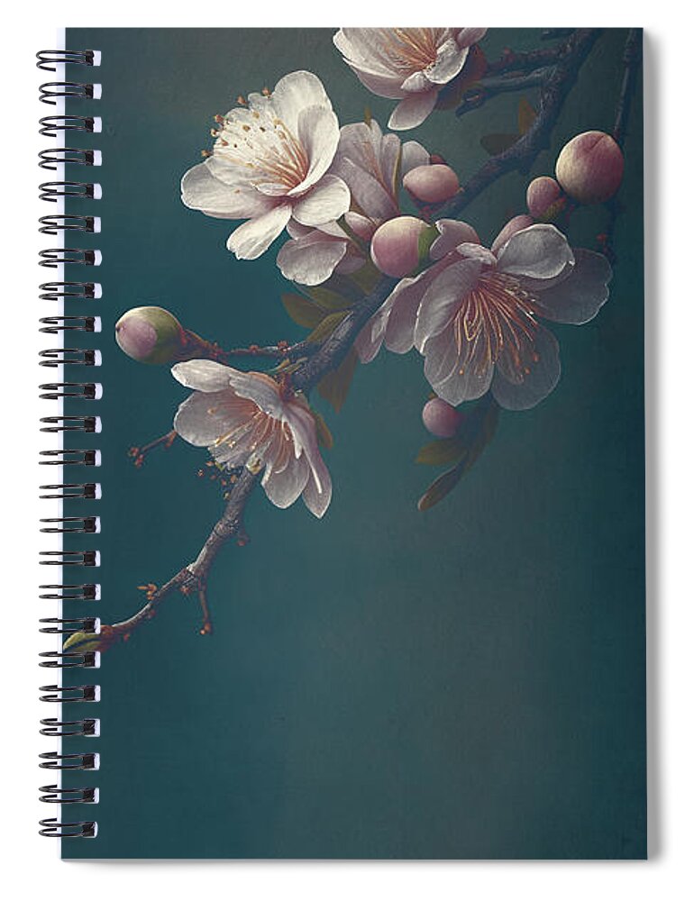 Blossom Spiral Notebook featuring the photograph Closeup of spring pastel blooming flower in orchard. Macro cherr by Jelena Jovanovic