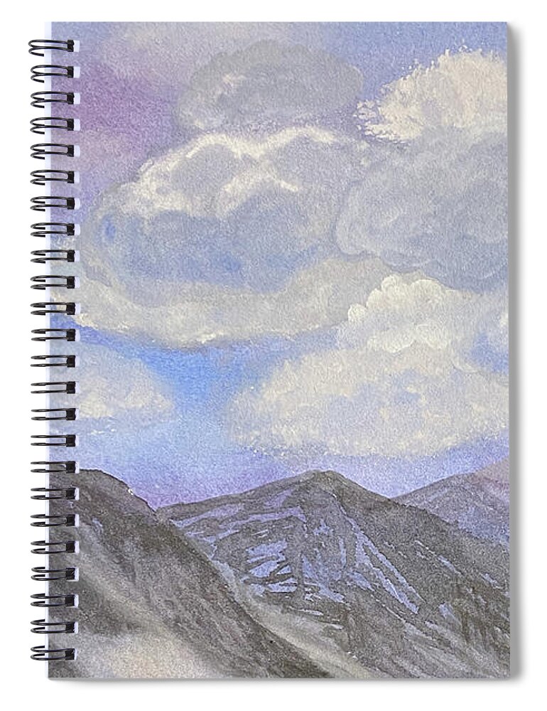 Clouds Spiral Notebook featuring the mixed media Clouds and Mountains by Lisa Neuman