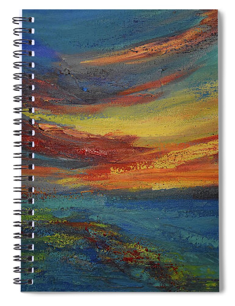 Nature Spiral Notebook featuring the painting Clouds come floating into my life, to add color to my sunset sky by Leonida Arte