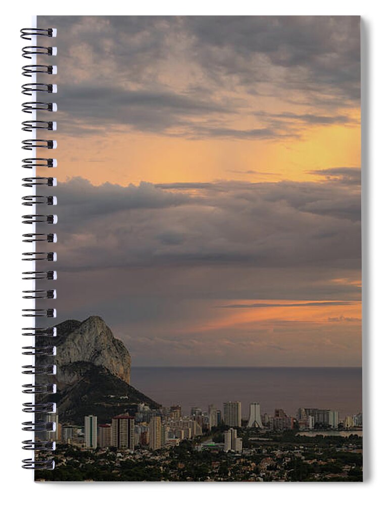 Sunset Spiral Notebook featuring the photograph Clouds on the Mediterranean coast in Calpe by Adriana Mueller