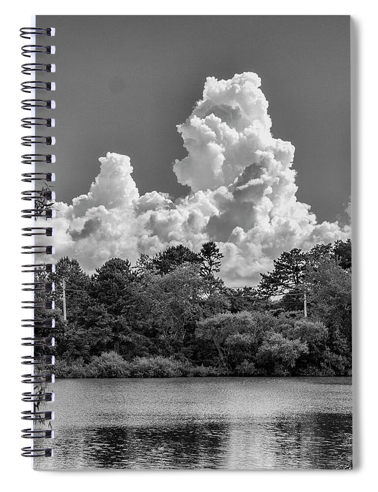 Black Spiral Notebook featuring the photograph Clouds Over The Pond by Cathy Kovarik