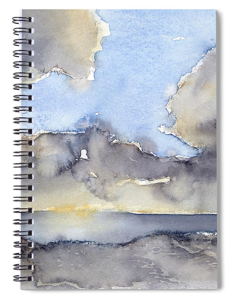 Watercolor Spiral Notebook featuring the painting Clouds over the sea 3 by Adriana Mueller