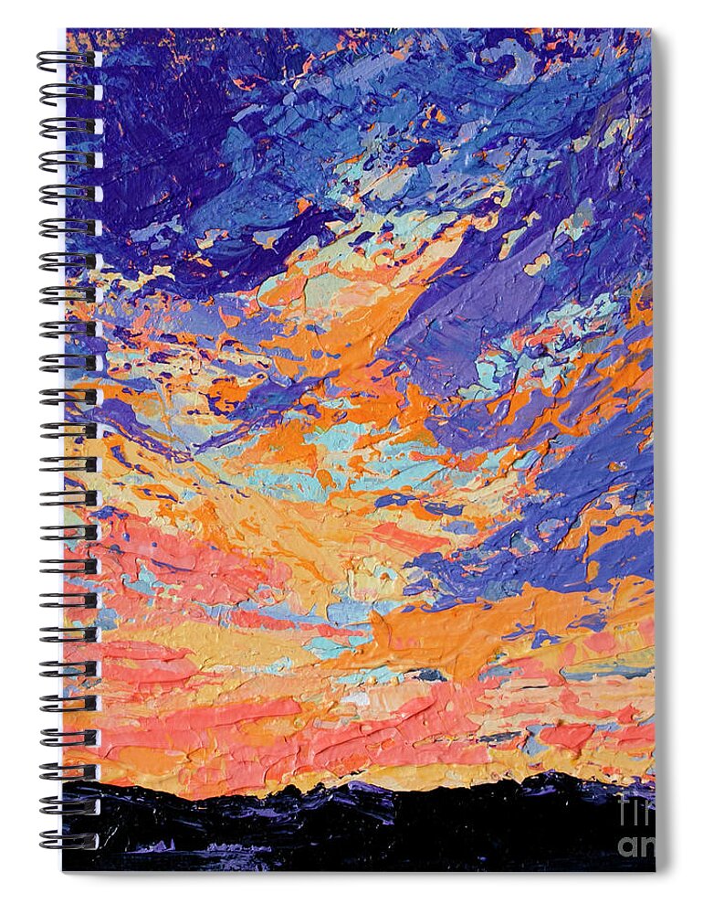 Sky Painting Spiral Notebook featuring the painting Cloudscape and Mountains Modern Acrylic Painting by Patricia Awapara