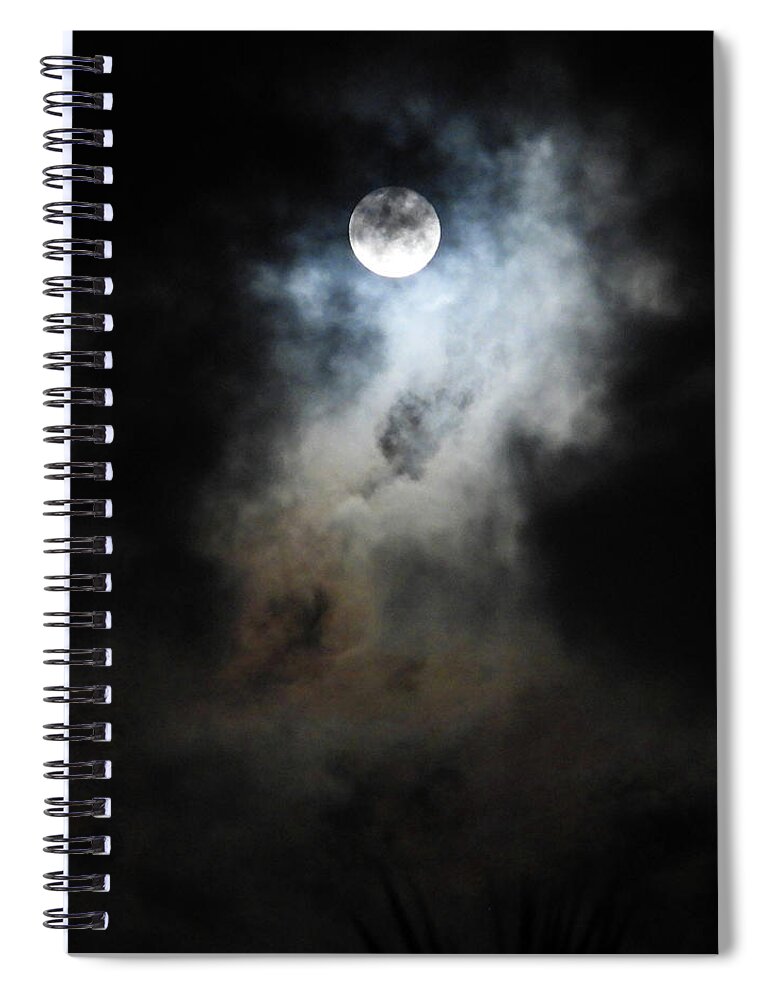 Full Moon Spiral Notebook featuring the photograph Cloudscape with Snow Moon 3 by Beatriz Portela