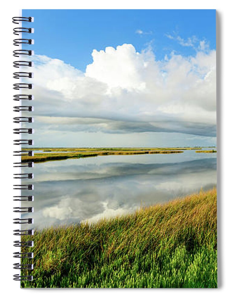 An Early Morning Along The Port Bay Coastline (rockport Spiral Notebook featuring the photograph Cloudy Reflections by Christopher Rice