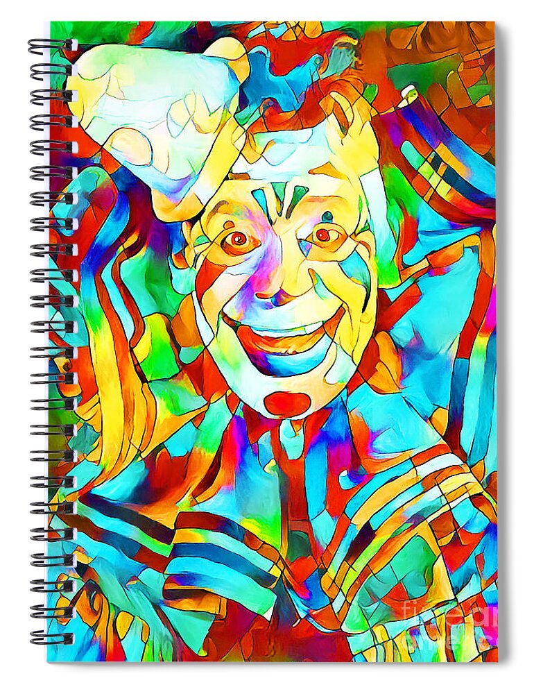 Wingsdomain Spiral Notebook featuring the photograph Clown in Vibrant Painterly Colors 20200517v1a by Wingsdomain Art and Photography