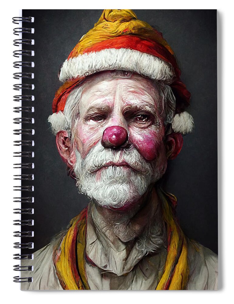 Santa Clown Spiral Notebook featuring the digital art Clown Santa Clause by Trevor Slauenwhite