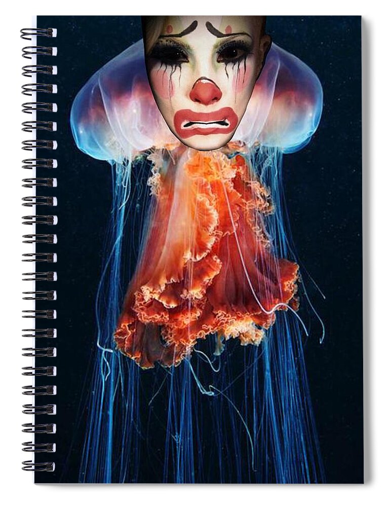 Collage Spiral Notebook featuring the digital art Clown by Tanja Leuenberger