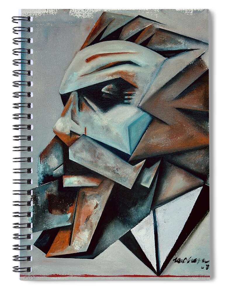 Karl Marx Spiral Notebook featuring the painting Coadunation / Marx by Martel Chapman