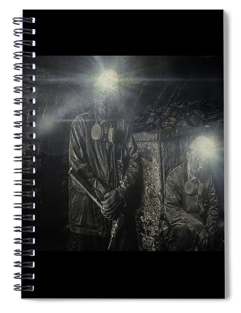 Coal Spiral Notebook featuring the digital art Coal Miners by Mark Allen