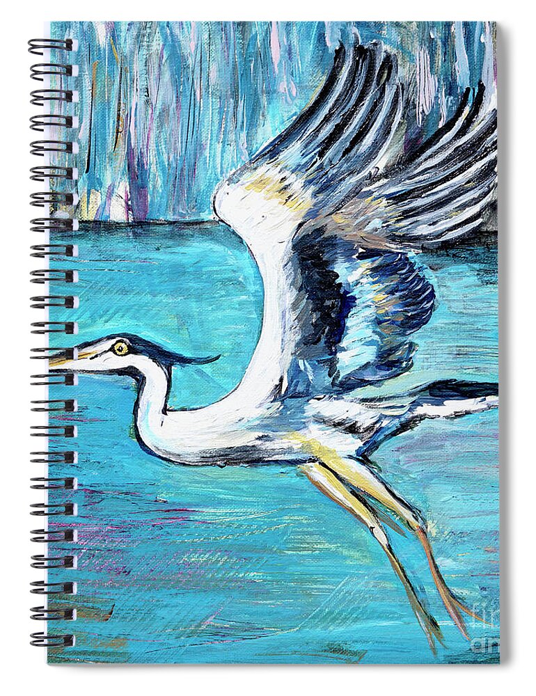 Heron Spiral Notebook featuring the painting Coastal Carolina Heron by Patty Donoghue
