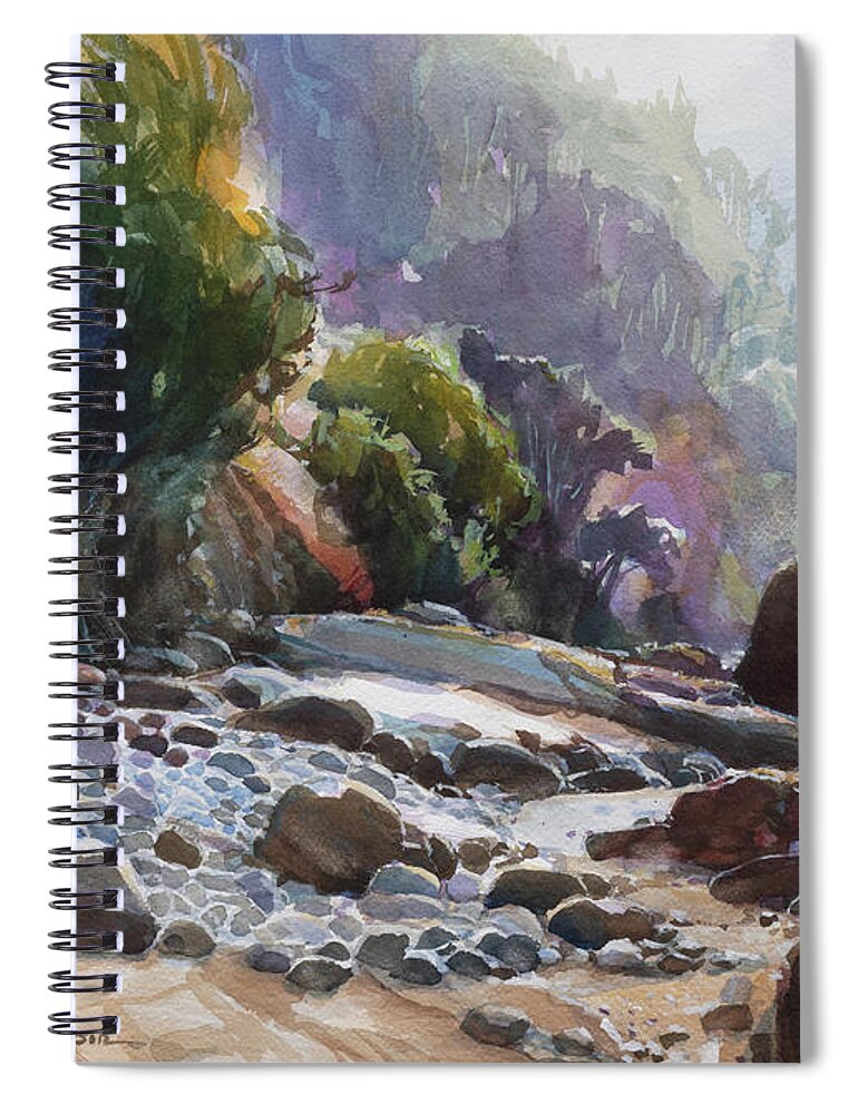 Oregon Spiral Notebook featuring the painting Coastal Wilderness by Steve Henderson