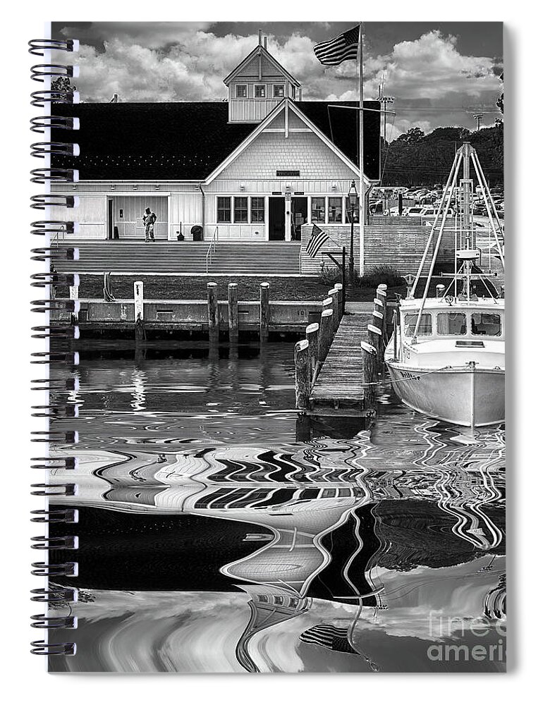 Sky Spiral Notebook featuring the photograph Coastguard Hyannis Ma in B and W by Jack Torcello