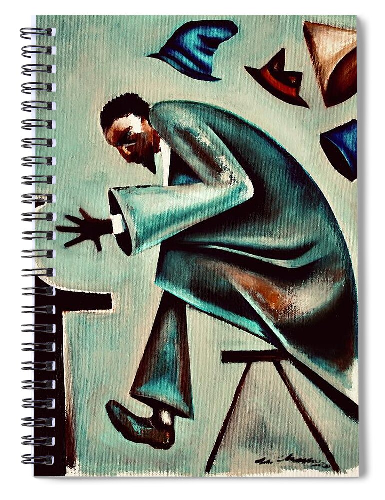 Thelonious Monk Spiral Notebook featuring the painting Coat and Hats / Thelonious Monk by Martel Chapman