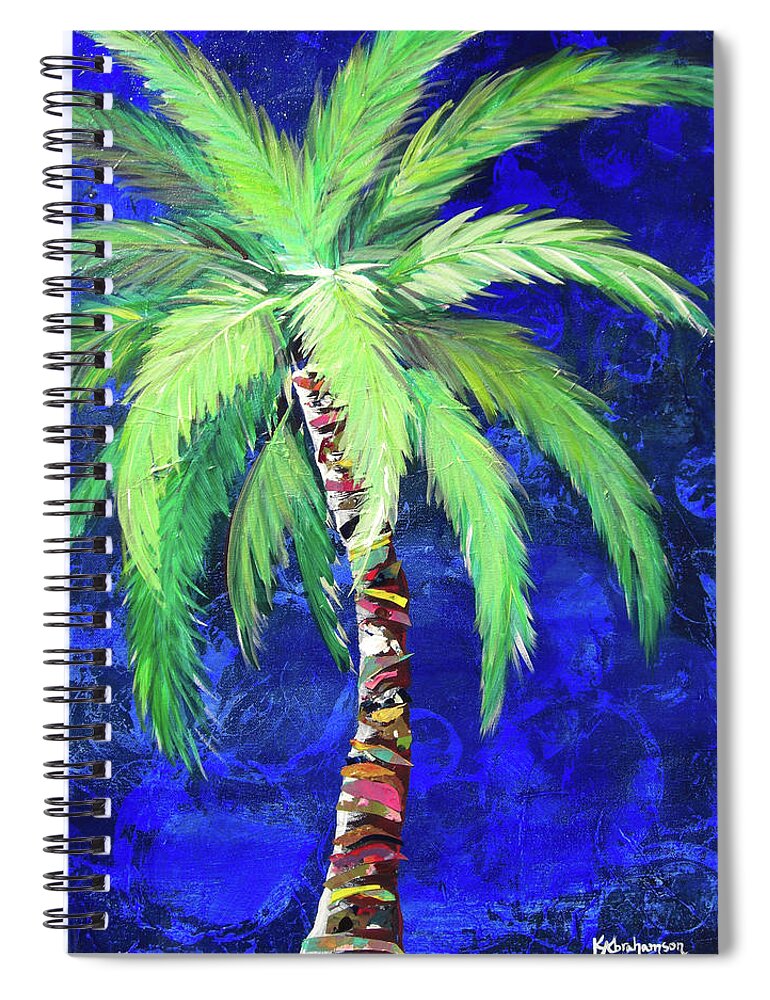 Cobalt Spiral Notebook featuring the painting Cobalt Blue Palm II by Kristen Abrahamson