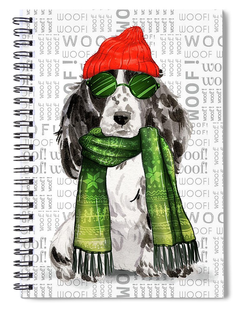Cocker Spaniel Spiral Notebook featuring the digital art Cocker Spaniel Christmas Dog by Doreen Erhardt