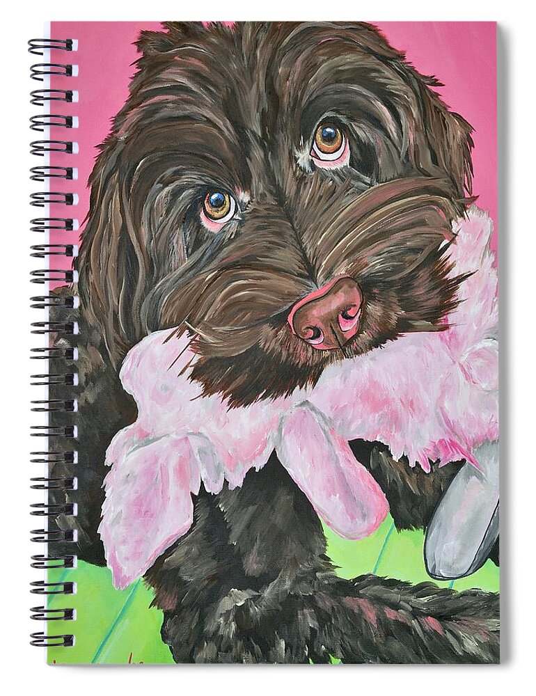 Brown Ladradoodle Spiral Notebook featuring the painting Coco by Patti Schermerhorn