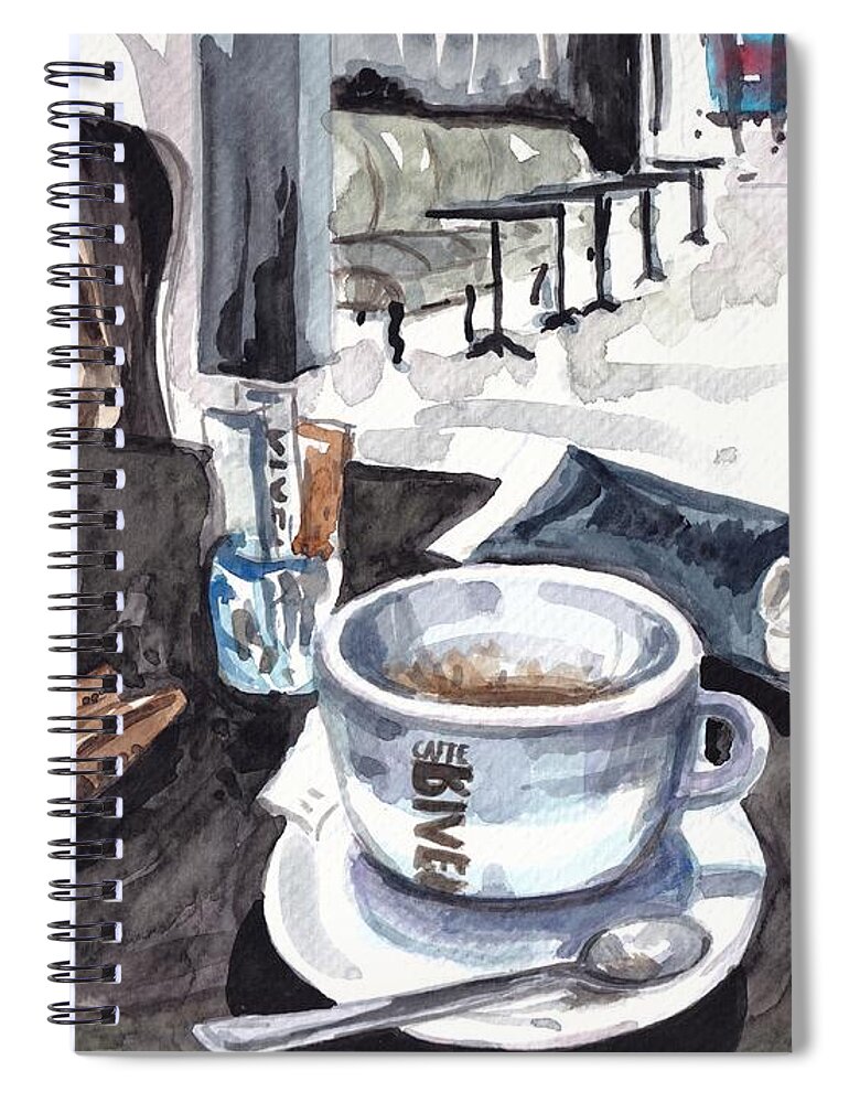 Coffee Spiral Notebook featuring the painting Coffee Break by George Cret
