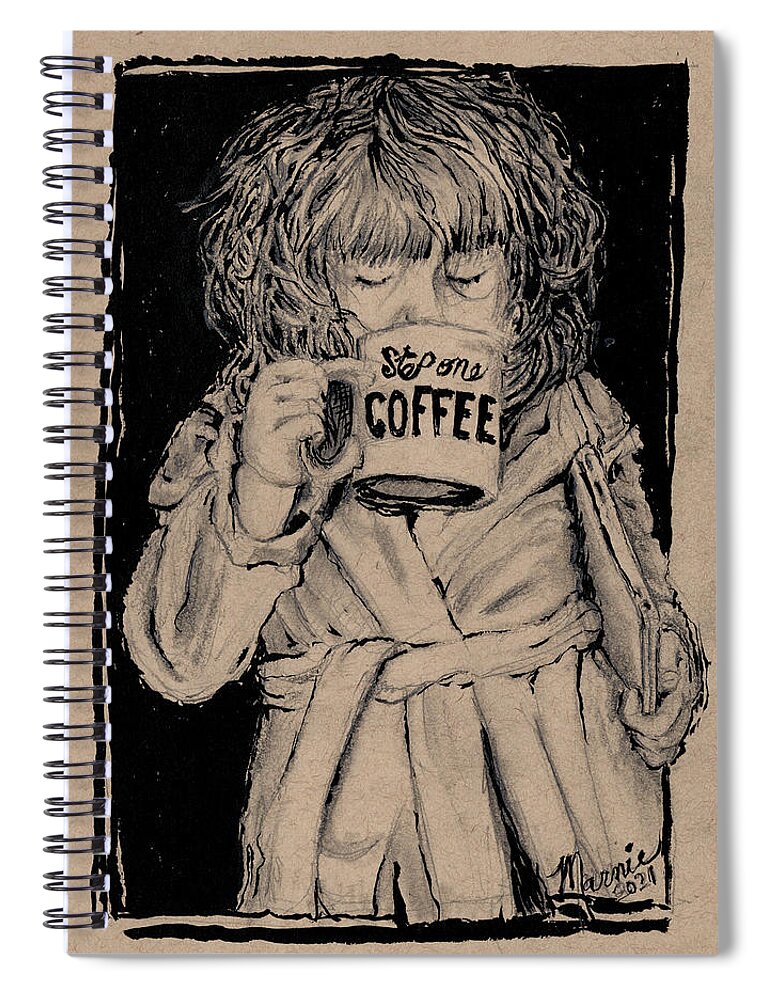Coffee Spiral Notebook featuring the drawing Coffee Girl by Marnie Clark