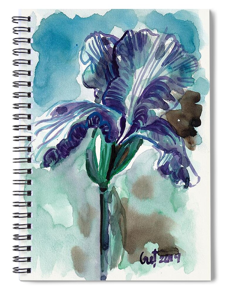 Iris Spiral Notebook featuring the painting Cold Iris by George Cret