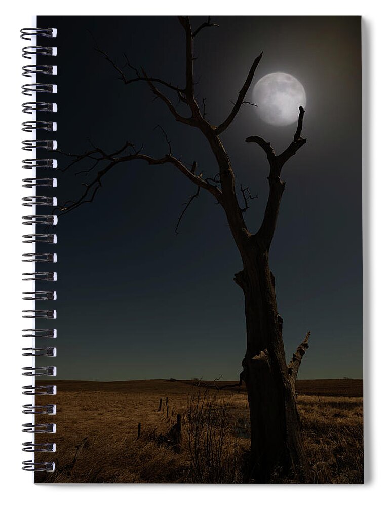 South Dakota Spiral Notebook featuring the photograph Cold Moon by Aaron J Groen