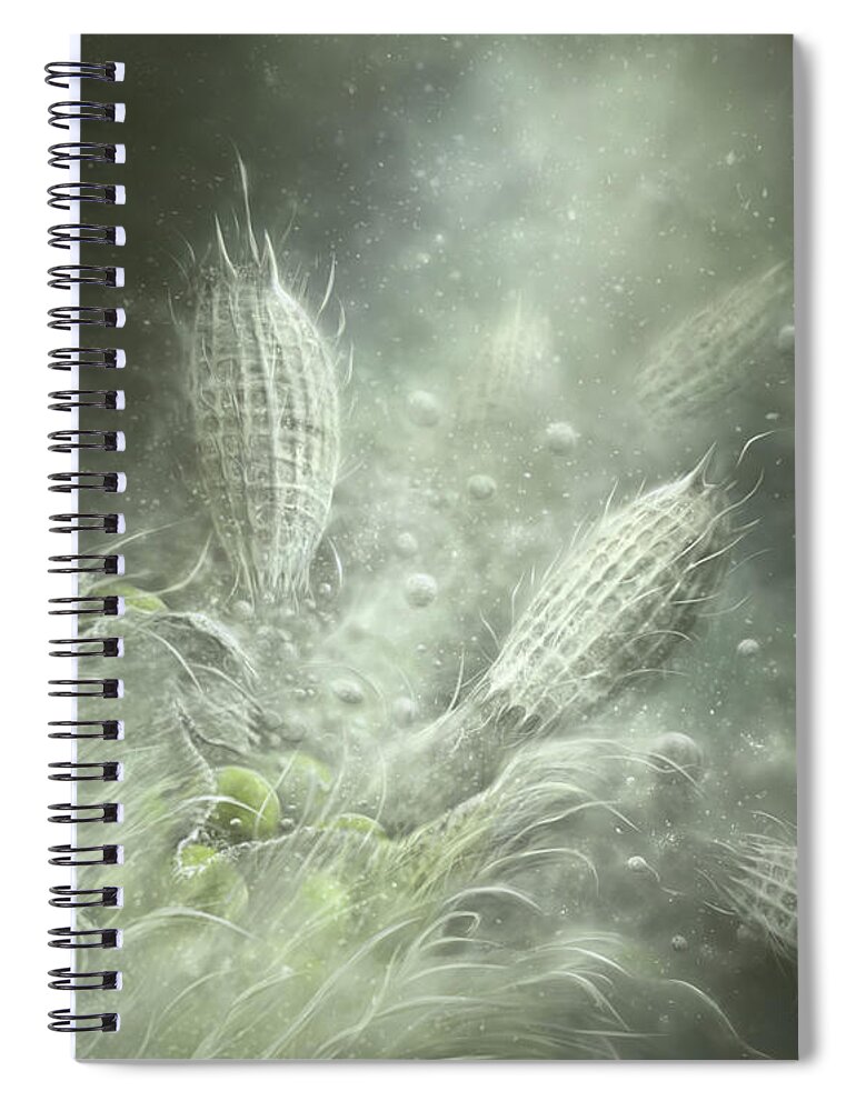 Protozoa Spiral Notebook featuring the digital art Coleps Feeding Frenzy by Kate Solbakk
