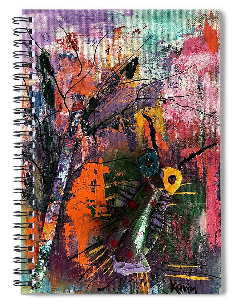 Collage Spiral Notebook featuring the painting Collage with bugs by Karin Eisermann