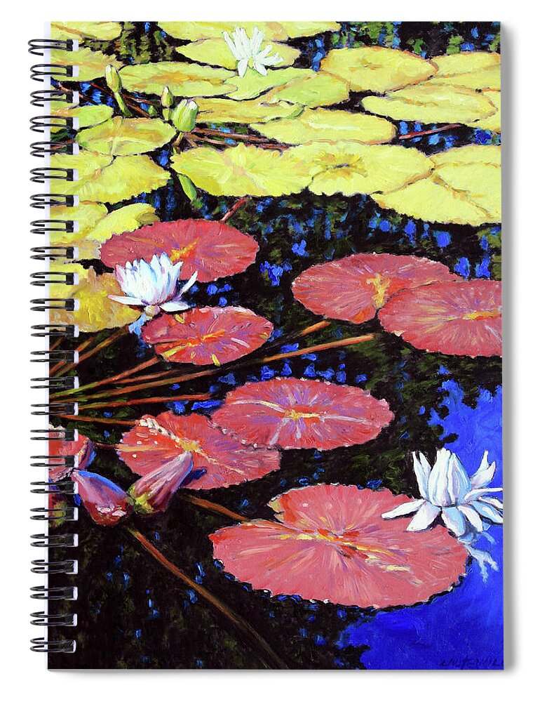 Water Lilies Spiral Notebook featuring the painting Color Transition by John Lautermilch