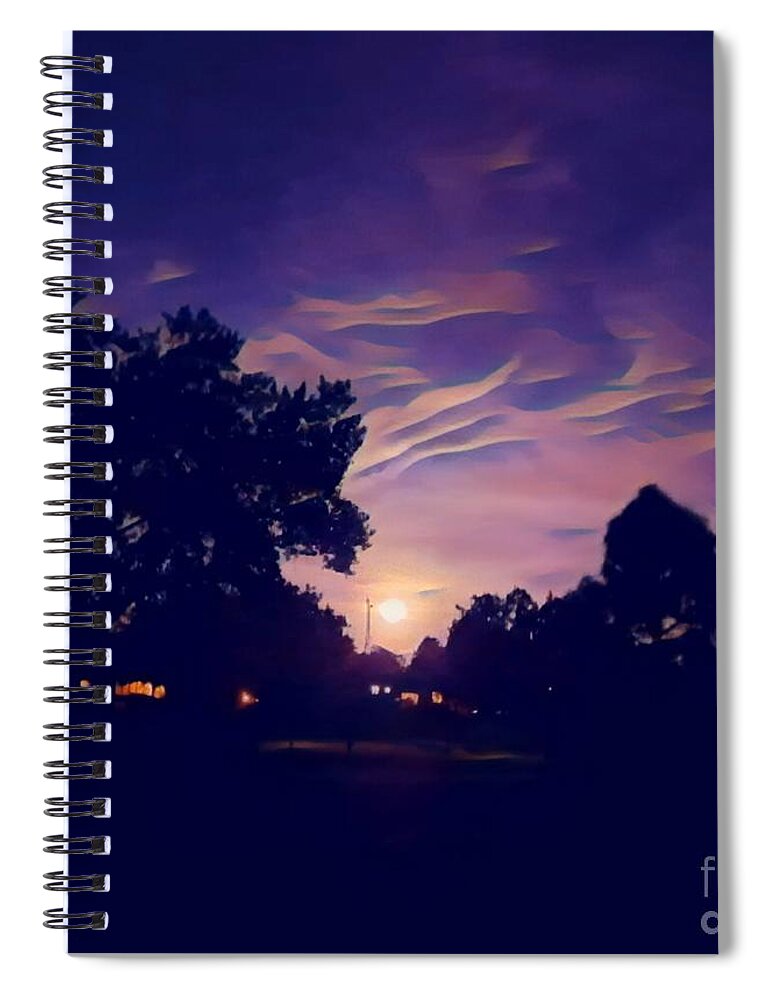 Colorado Spiral Notebook featuring the digital art Colorado Full Moon Sky by Mars Besso