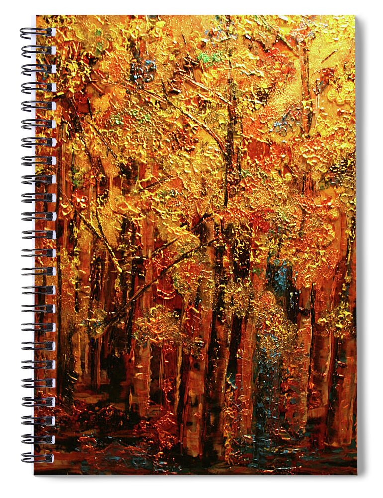 Aspen Spiral Notebook featuring the painting Colorado Gold by Marilyn Quigley