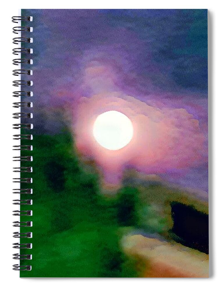 Colorado Spiral Notebook featuring the digital art Colorado Supermoon August by Marlene Besso