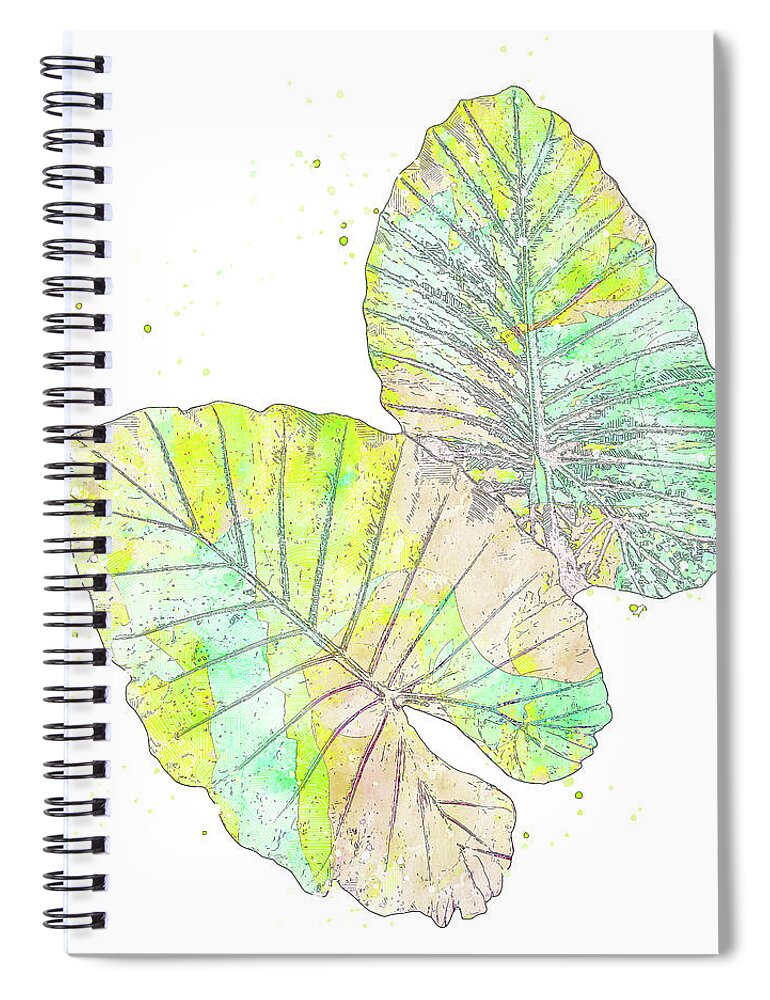 Palm Tree Frond Spiral Notebook featuring the mixed media Colorful Abstract Palm Leaf by Pamela Williams