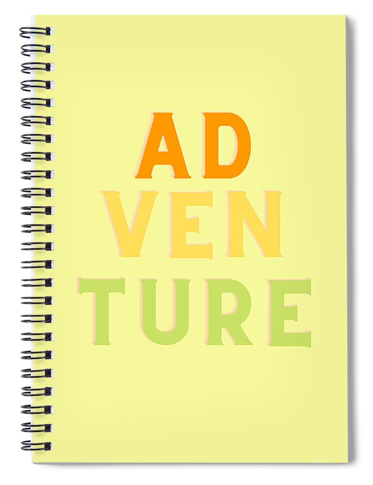 Adventure Spiral Notebook featuring the digital art Colorful Adventure Word Design by Christie Olstad