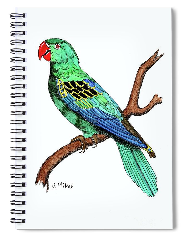 Parrot Spiral Notebook featuring the painting Colorful African Parrot Day 2 Challenge by Donna Mibus