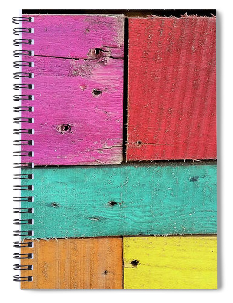 Colorful Boards Caribbean Pink Red Yellow Blue Orange Spiral Notebook featuring the photograph Colorful Boards in the Caribbean by David Morehead