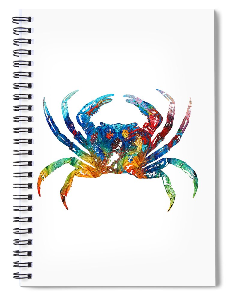 Crab Spiral Notebook featuring the painting Colorful Crab Art by Sharon Cummings by Sharon Cummings
