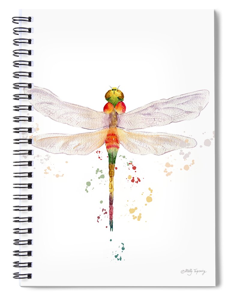 Colorful Dragonfly Spiral Notebook featuring the painting Colorful Dragonfly by Melly Terpening