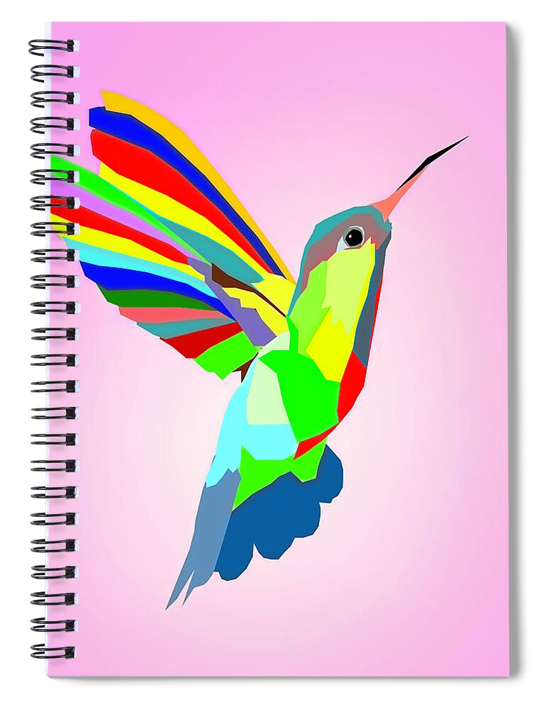 Colorful Hummingbird Design Spiral Notebook featuring the digital art Colorful Hummingbird Design by Dan Sproul