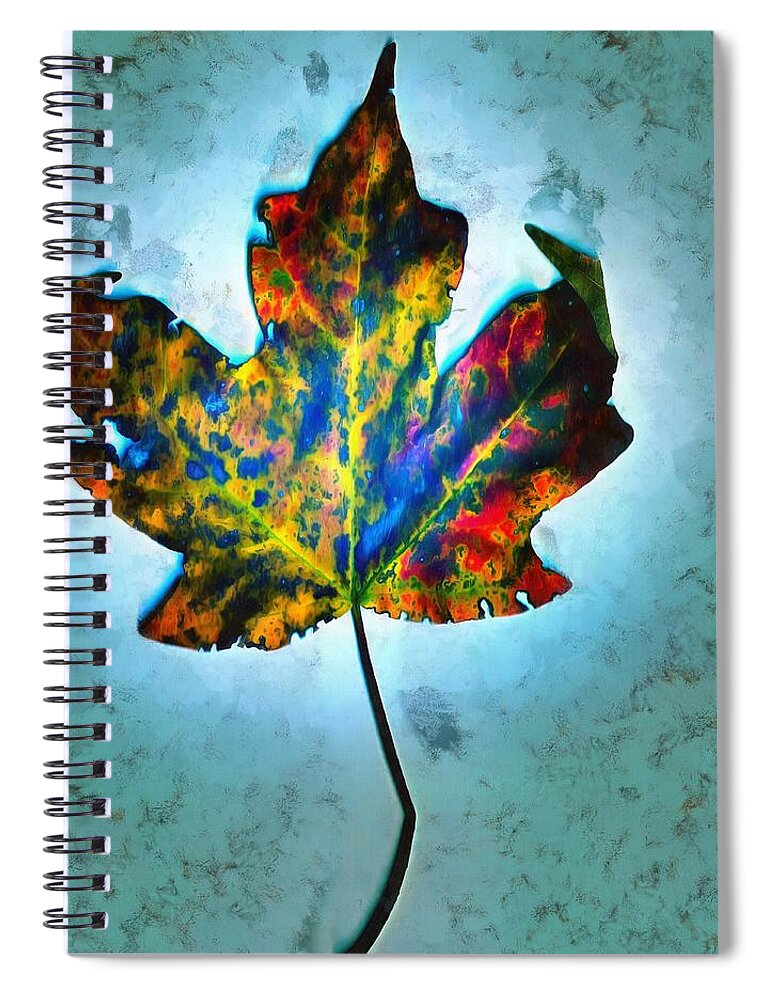 Leaf Spiral Notebook featuring the mixed media Colorful Leaf by Christopher Reed